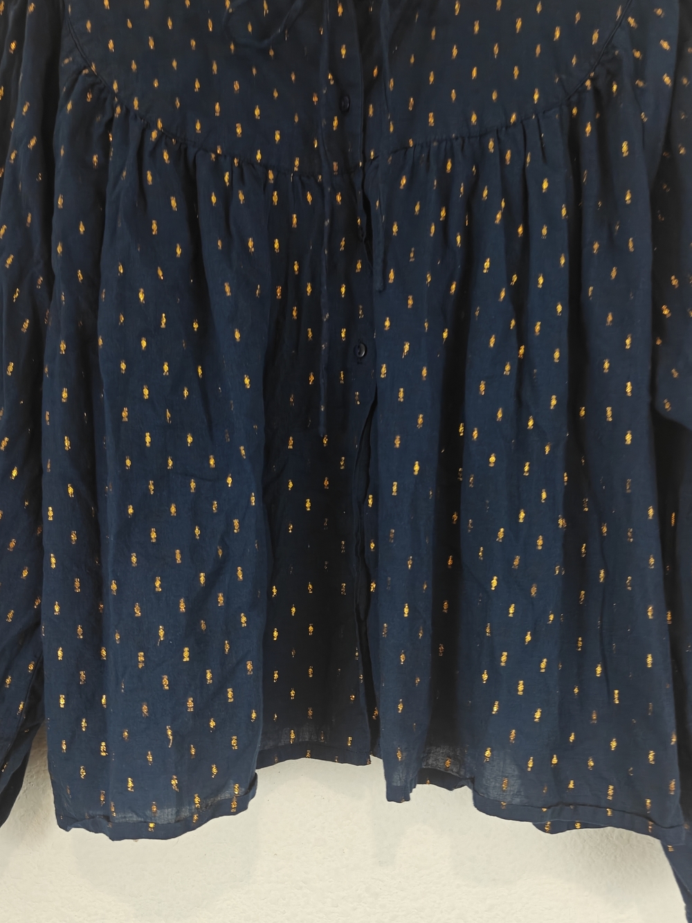 Emerson Fry Emmaline Blouse Maritime Gold Dot Lurex Cotton Tie Neck Top Boho XS - Picture 6 of 16